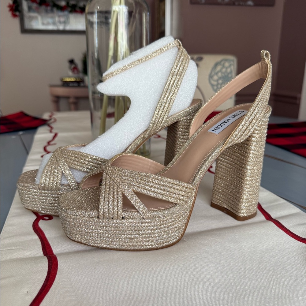 Steve Madden Shimmering Gold Strappy Heels